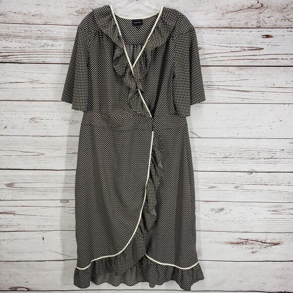 Who What Wear Polka Dot Ruffle Cap Sleeve Wrap Dress Size XL - Picture 1 of 12